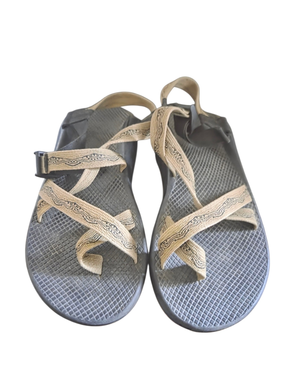 Chaco Men’s Gray Footbed Sandals with Beige Straps